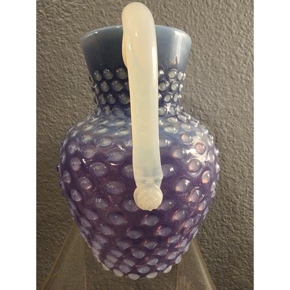 Vtg 7 3/4 Czech Hobnail Cased Amethyst Purple Opalescent Pitcher - Picture 5 of 6